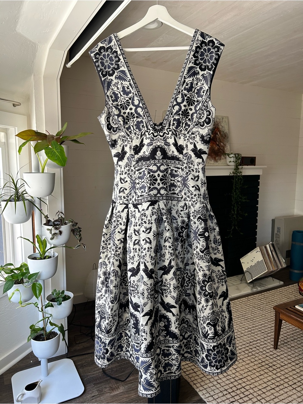 By Anthropologie V-Neck Drop Waist Midi Dress - Picture 4 of 8